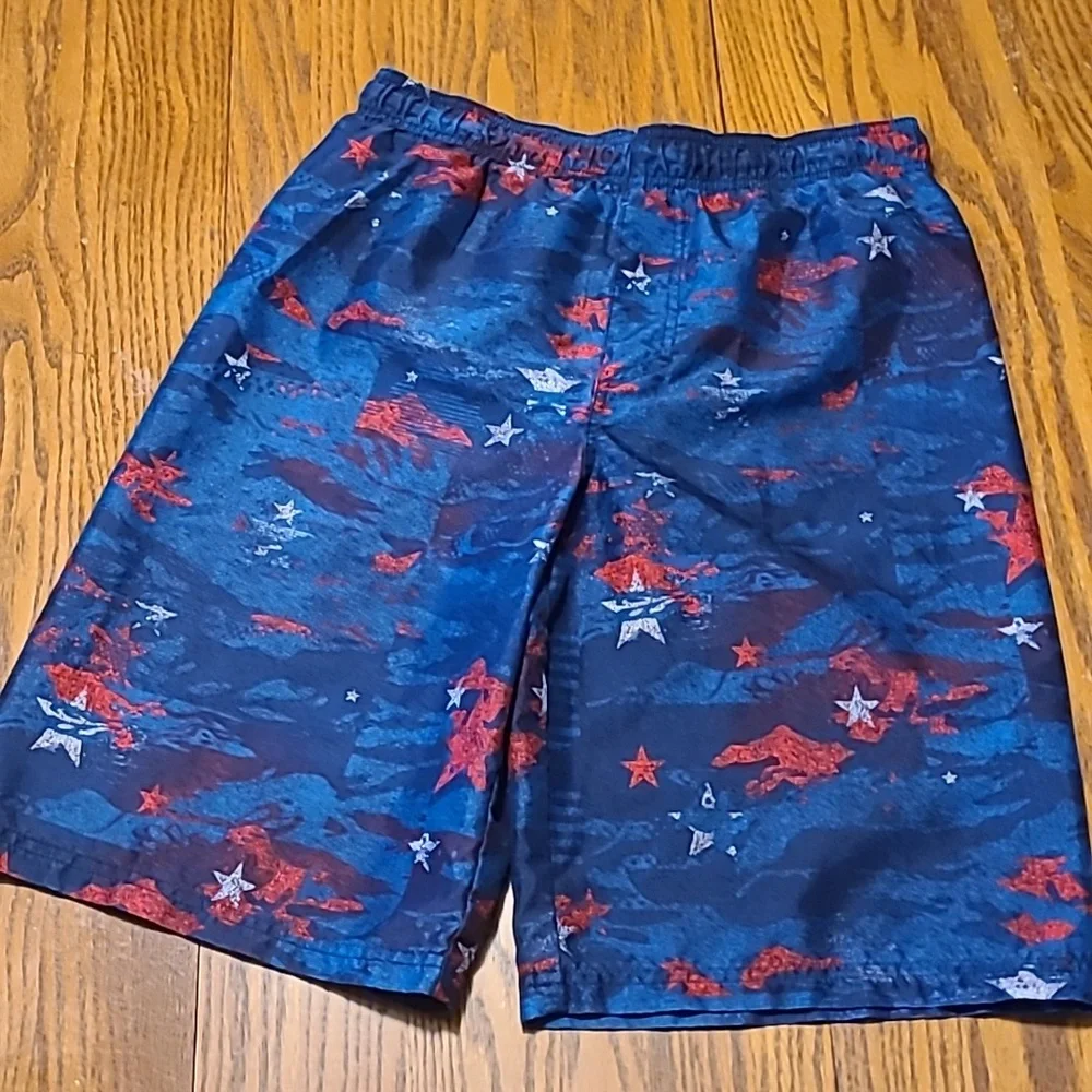 Under Armour Blue Camoflauge Swim Trunks Wirh Rwd Stars- Boy's XL